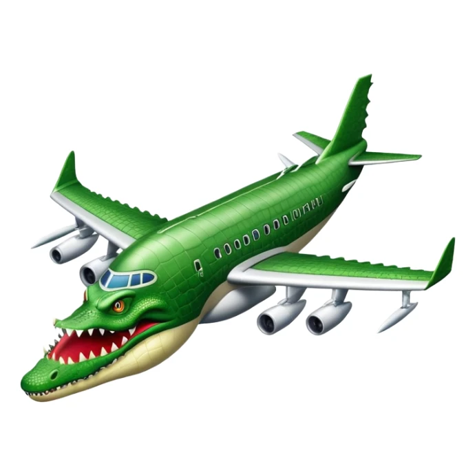 An airplane that has a crocodile head on the front  sticker