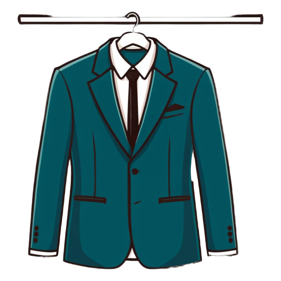 luxurious silk pale beige suit on hanger sticker