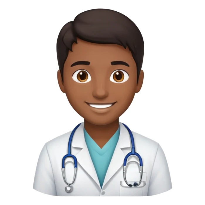 young doctor with dark hair and brown skin smiling sticker