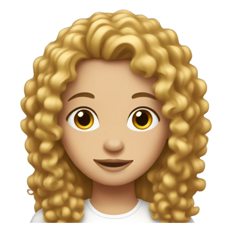 girl with curly long brunette hair and white top sticker