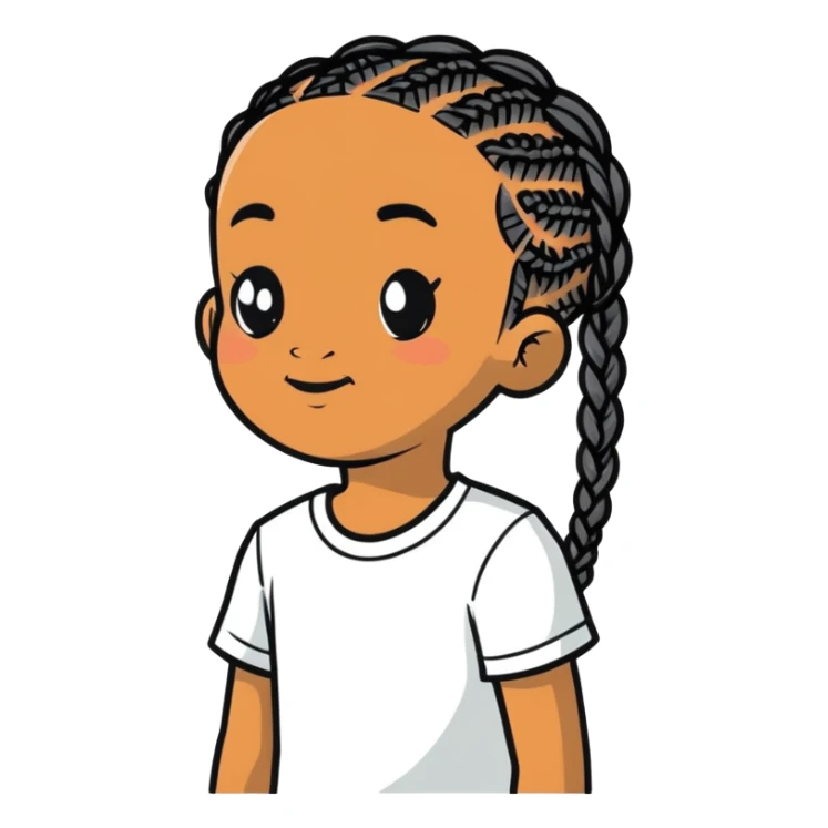 african american kid with a white tee and black braids sticker