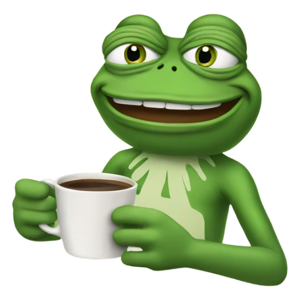 pepe the frog with a cup of coffee sticker