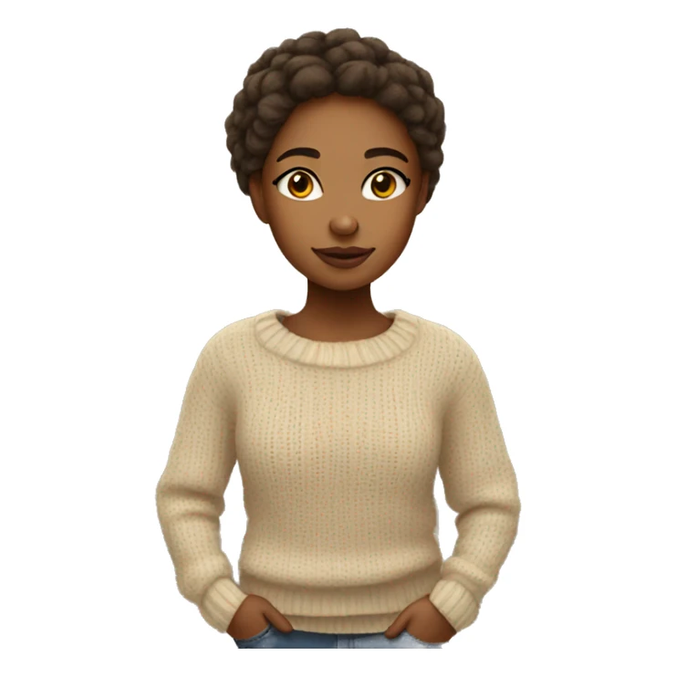 cozy light skin girl in fall sweater sticker
