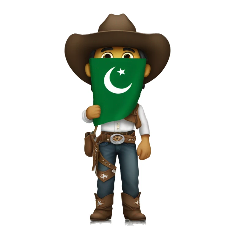 Cowboy holding Pakistan flag sticker