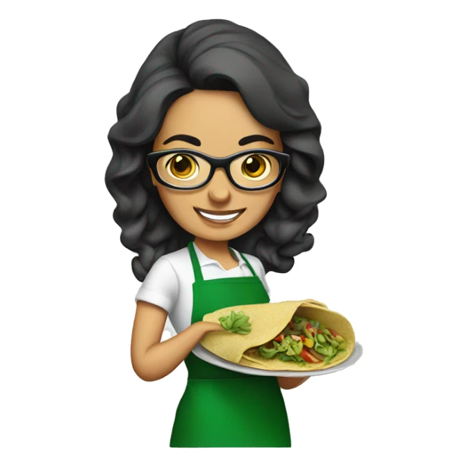 mexican lady green apron  with glasses cooking tacos sticker