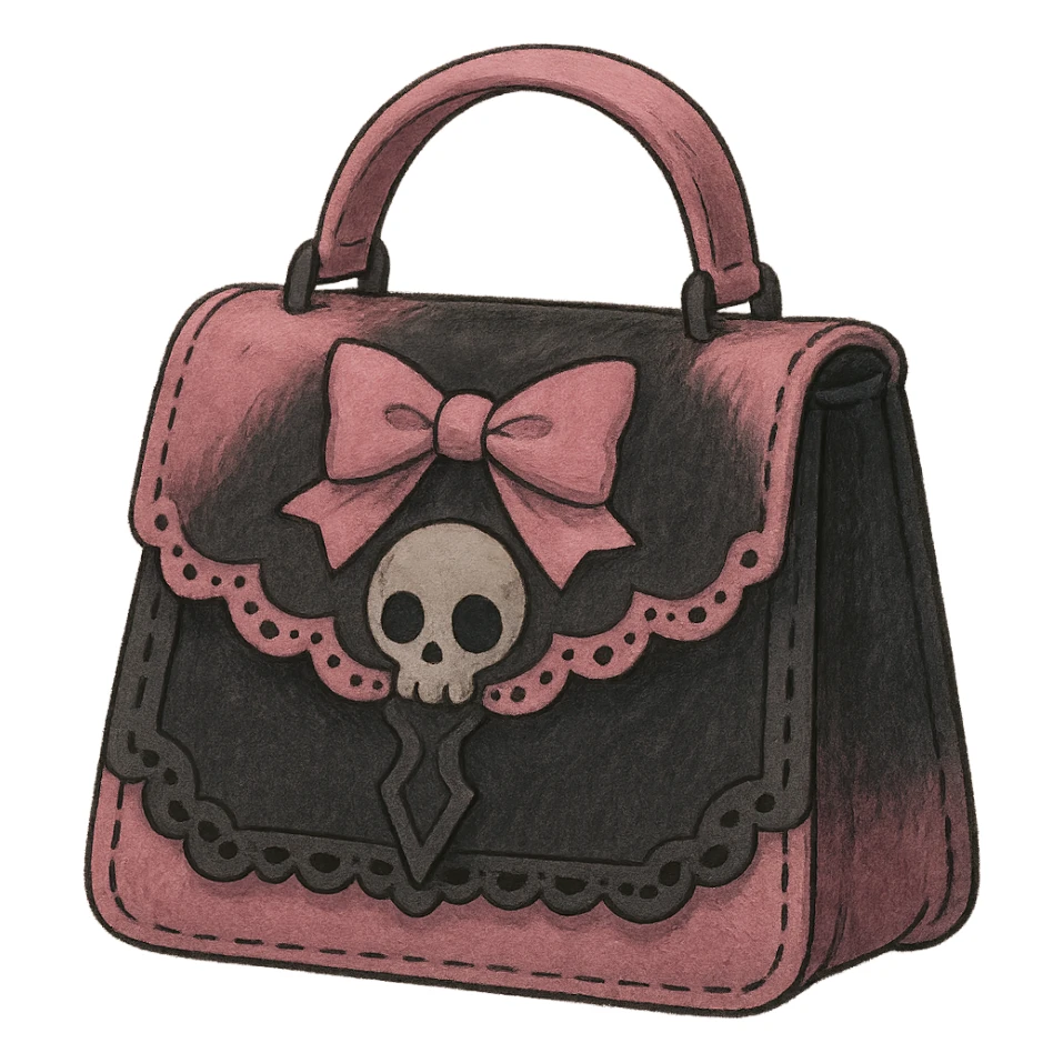 ghibli style pink and black gothic purse sticker