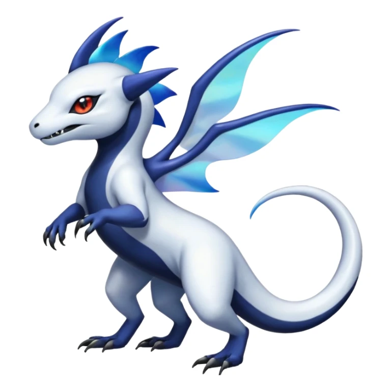 White iridescent Salandit-Absol-Shinx-fusion-hybrid, full body sticker