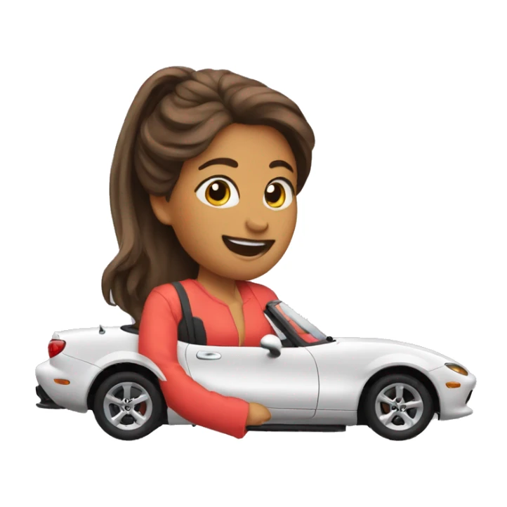 Make me an emoji of a lady driving a Miata  sticker