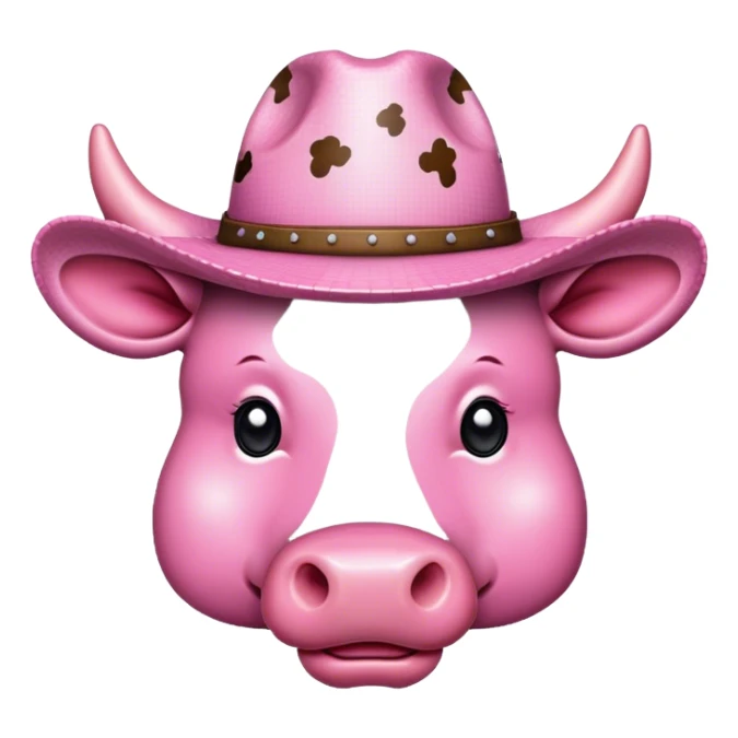 Pixelated pink cow print cowboy hat  sticker