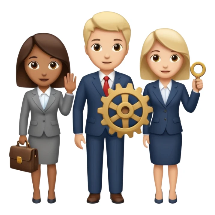 group of people with a gear, CRM theme sticker