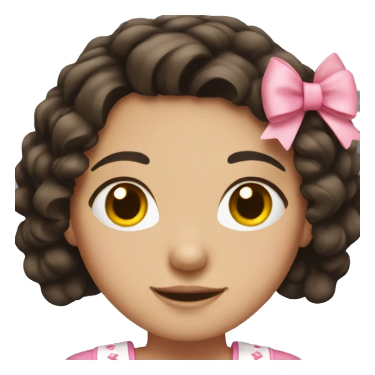 a brunette girl with dark hair and pink bows sticker