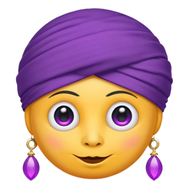 Saturn 🪐 with its rings as the main focus, wearing a whimsical turban, with a small purple devil face 😈, cartoon emoji style, vibrant and centered.
 sticker