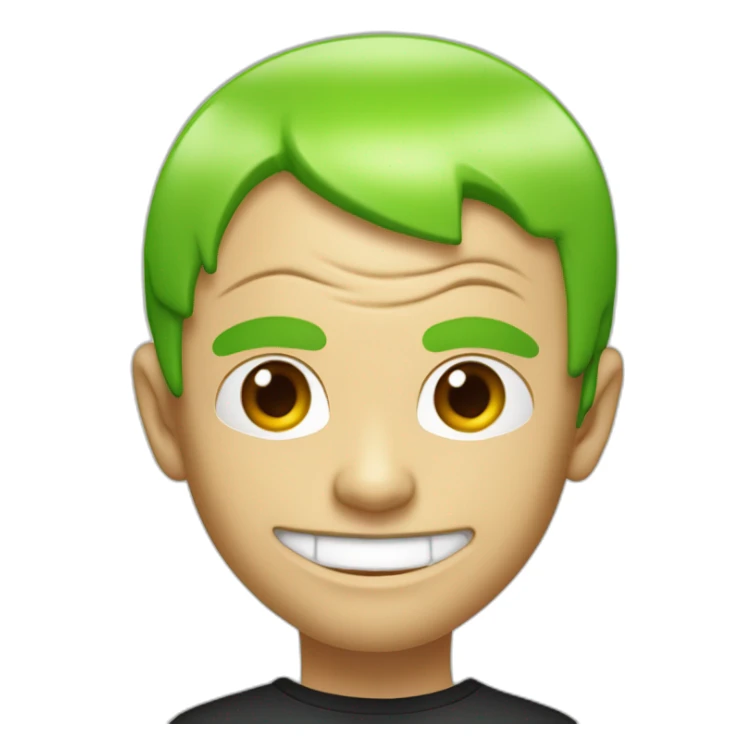 Michael “Flea” Balzary face, with neon green short hair, smiling with gap in front teeth, bass player for Red Hot Chili Peppers sticker