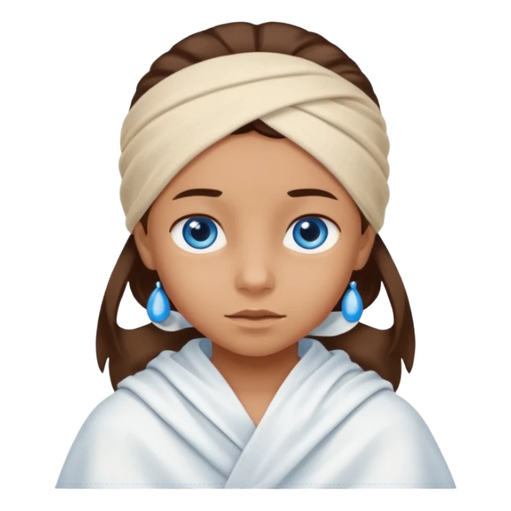 blue eyed desert child cowered with creme cloth sticker
