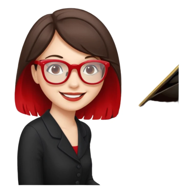 Brunette in red  glassespianista sticker