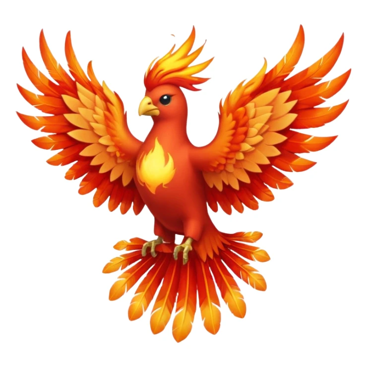 Phoenix force from marvel in a shape of flame bird towards screen with spread wings sticker