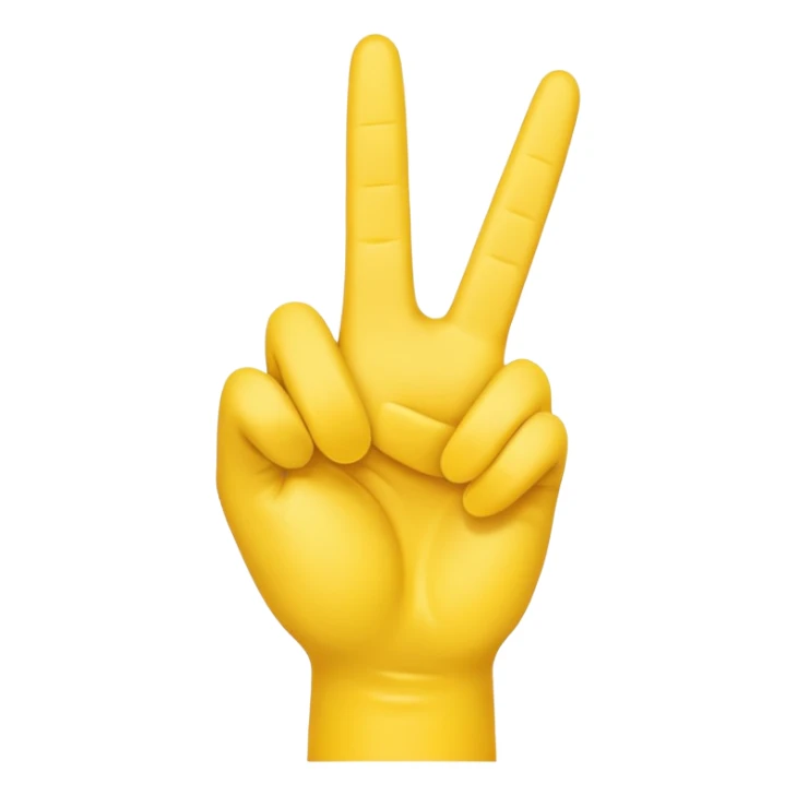 Right yellow hand
Peace sign but with thumb extended out  sticker