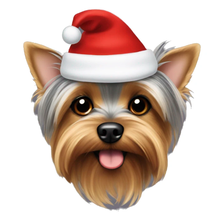 Yorkie wearing a Santa hat sticker
