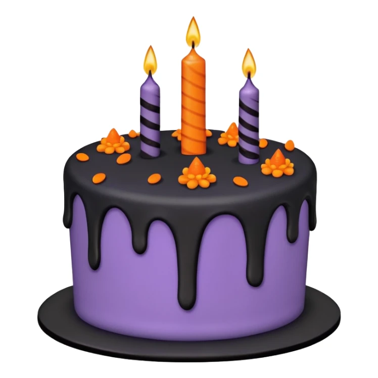 Halloween Birthday cake, purple, black, and orange sticker