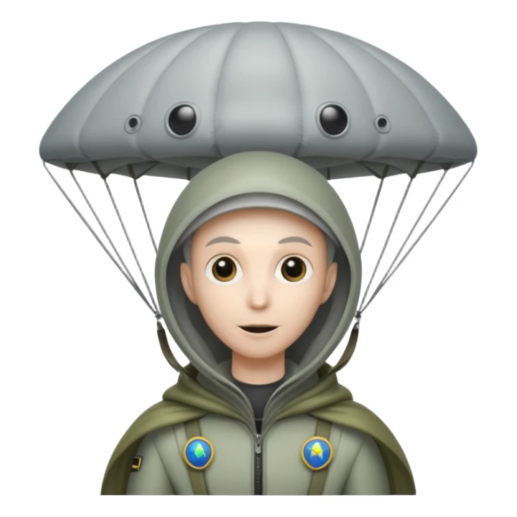 Skydiving grey alien with parachute and UFO sticker