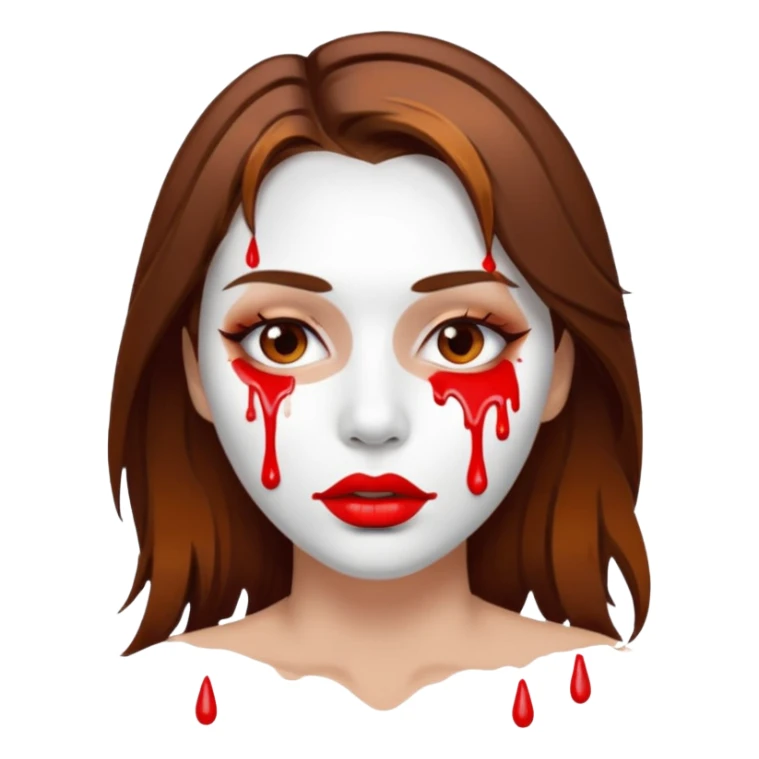 Brown Hair Woman , white paint , drip, face, hot  Sexy, lips sticker