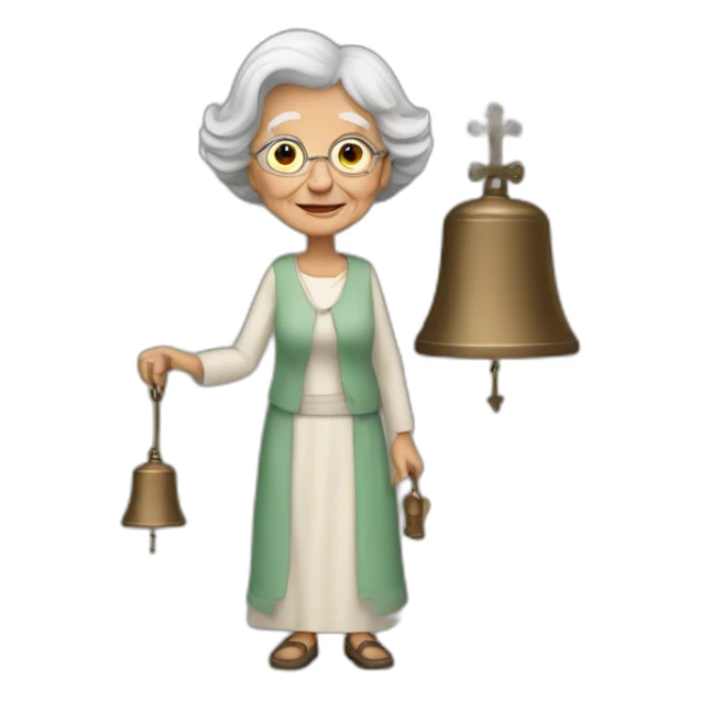 Old woman with a church bells sticker