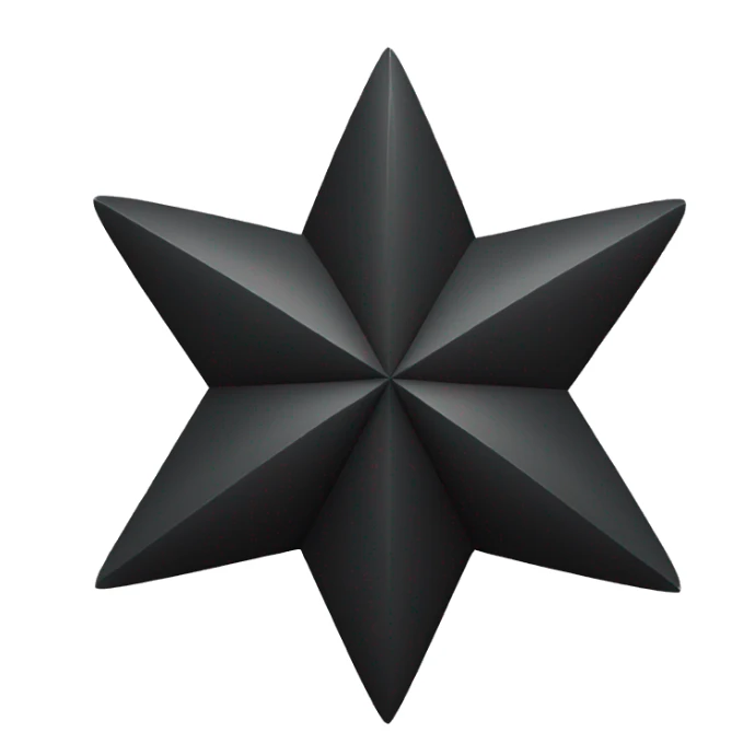 Northern star with 8 angles in black color with the bottom angle longer than the rest sticker