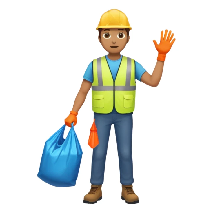 waste-management, neon safety vest, trash picker, cleaning up trash, full body sticker