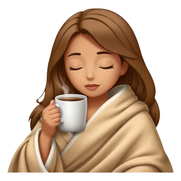 girl inside a blanket sipping coffee eyes closed sticker