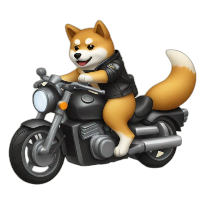 shiba inu driving a motobike sticker