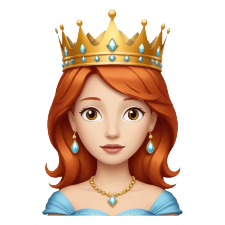 Crea una mujer pelirroja con corona de princesa sticker