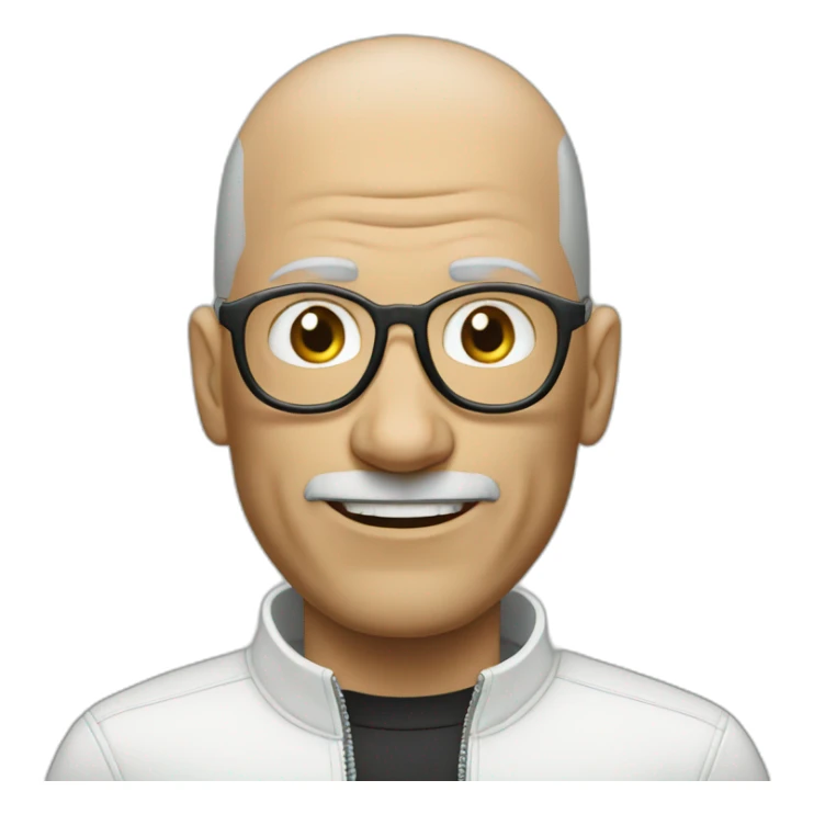 Steve job no hair wearing specs riding bike sticker