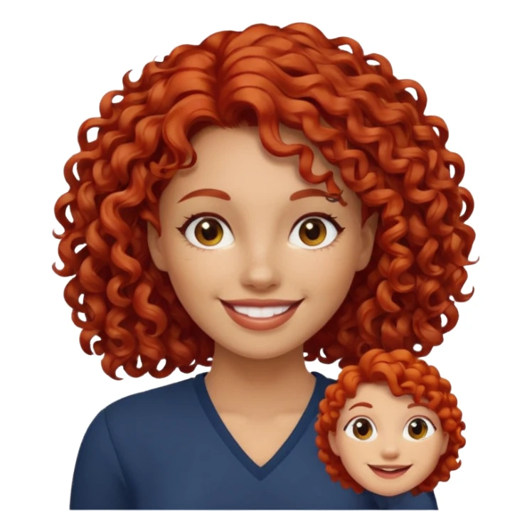 female curly red hair sticker