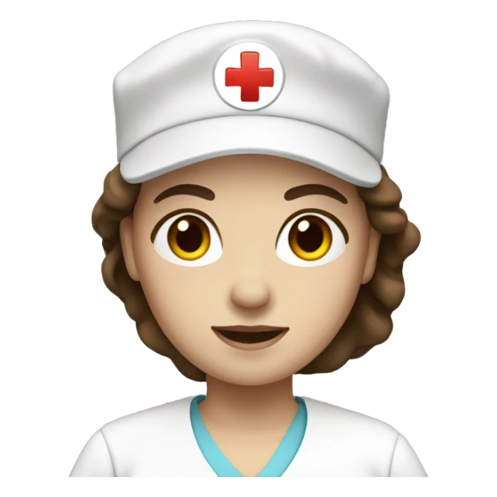 female nurse with brown hair, white skin sticker