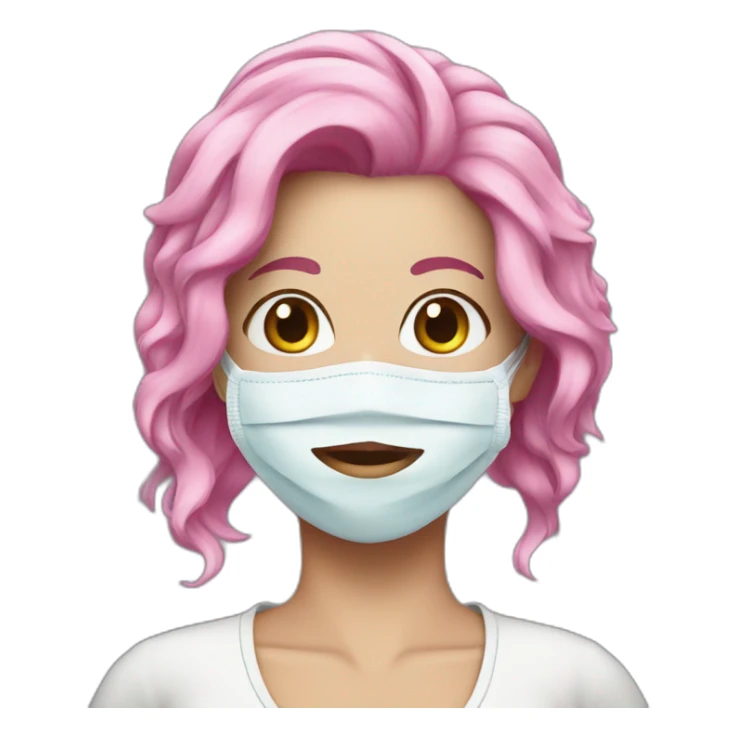 pink hair mistress with a face mask sticker