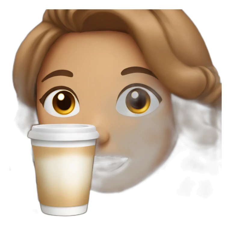 Woman with long brown hair drinking cappuccino  sticker