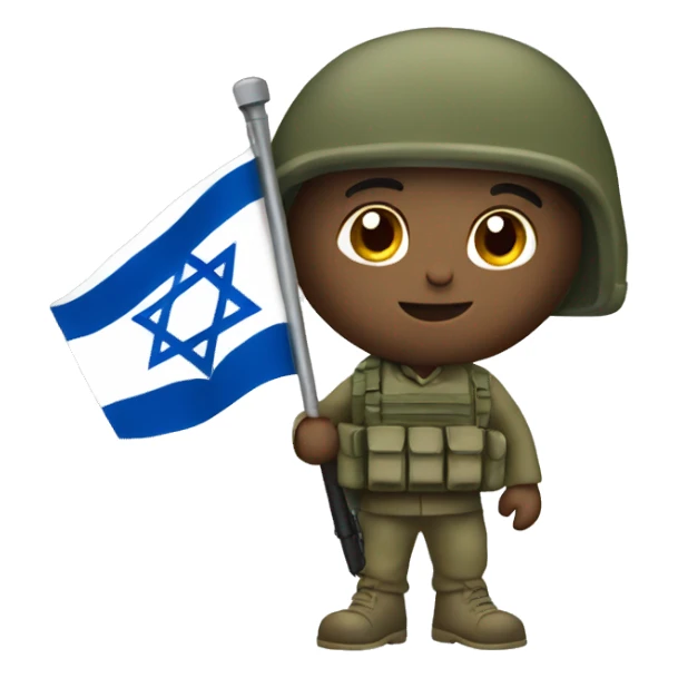 An Israel Defense Forces soldier holding an Israeli flag sticker