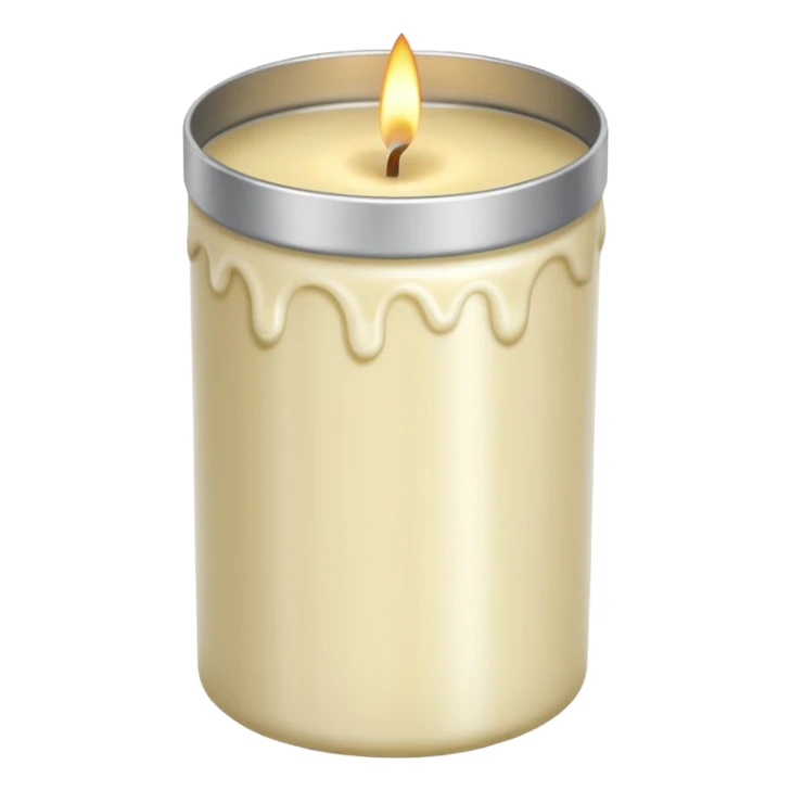 Vanilla candle – cream-colored wax in a silver tin sticker