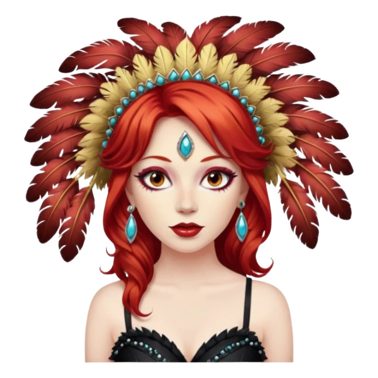 Burlesque dancer moulin rouge red hair sticker