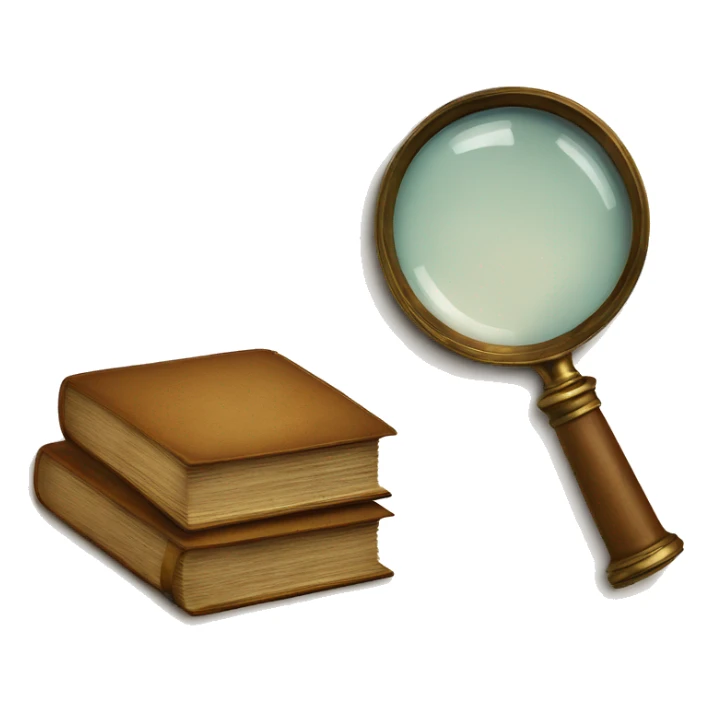 vintage book with magnifying glass sticker