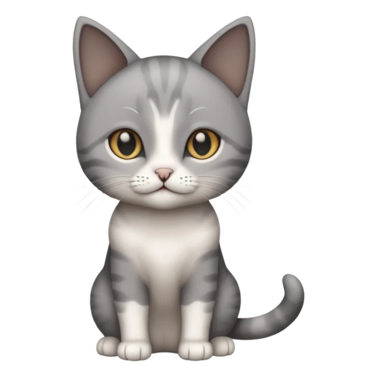 full body small short hair dark grey and white cat sticker