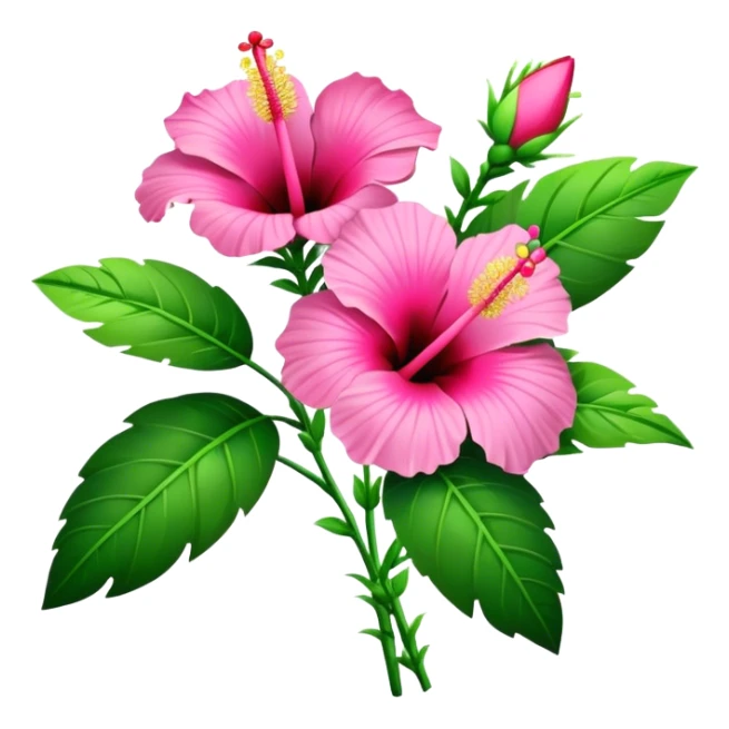 bouquet Hawaiian hibiscus, luxuriant, stem, leaf, bud sticker
