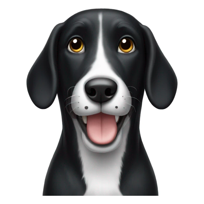 a black hound but whit white things and smiling sticker