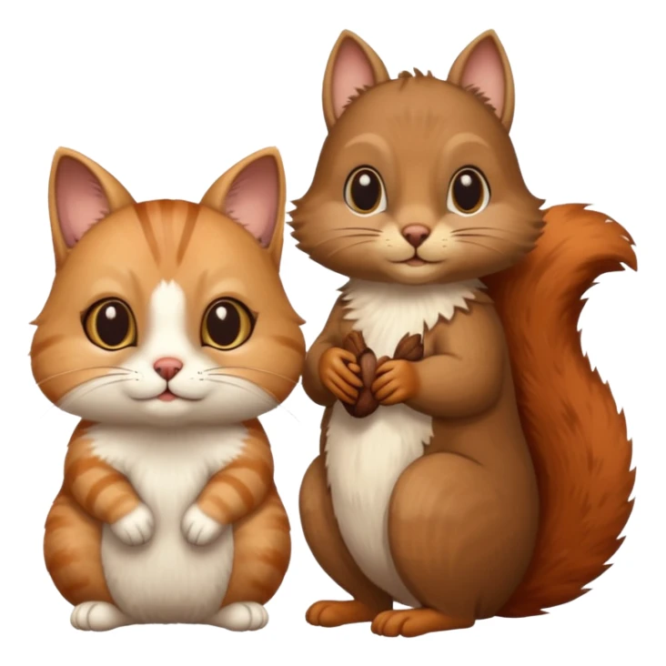 cat next to a squirrel with no eyes sticker