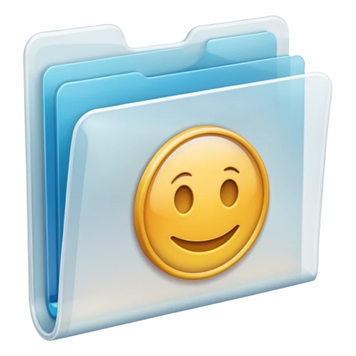 A **simple emoji-style icon** of a **transparent white plastic folder**, minimal and clean, with **rounded corners**, subtle translucency, soft shading, and a **small Concert arena symbol** on the front.
 sticker