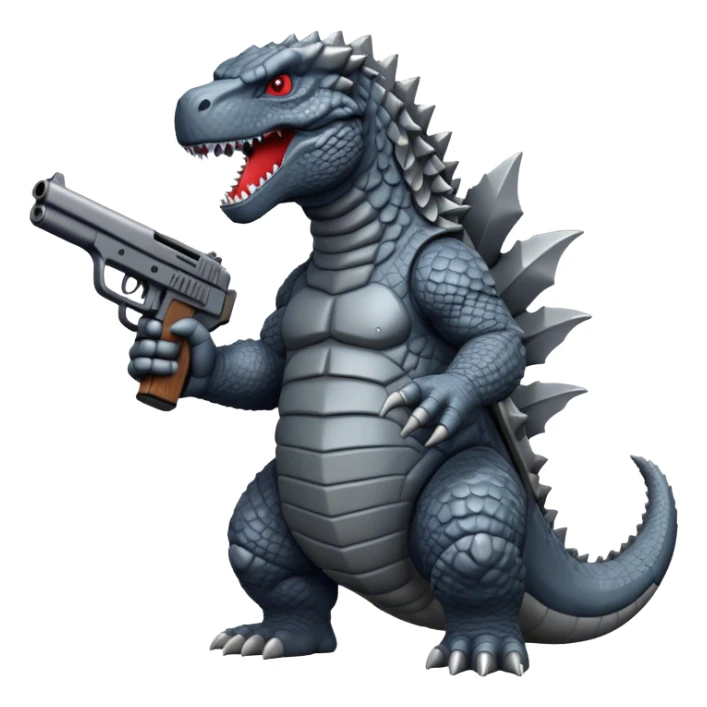 Godzilla whit a gun sticker