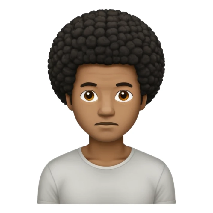  Afro not smiling and black skin color emoji male sticker