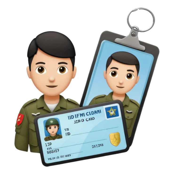 Floating black Scissors cutting in half an idf soldier ID card with a little chip in 2 parts sticker