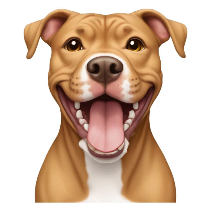 light brown american pitbull terrier, smiling, without white spot sticker