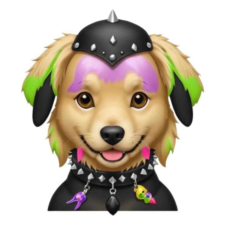golden retriever dog wearing goth accessories sticker